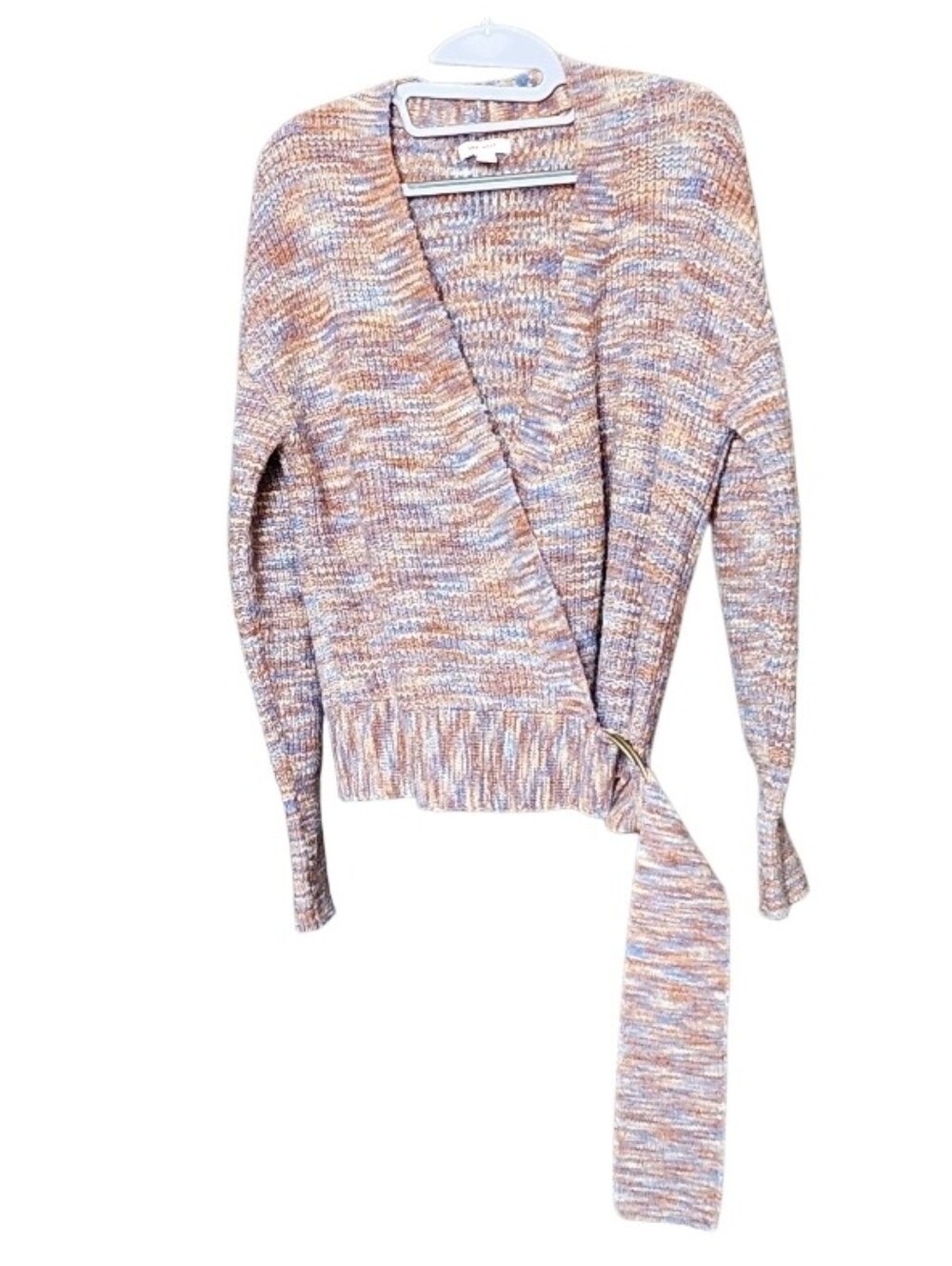 Nine West Multicolor Wrap Cardigan in Peach, Blue & Cream